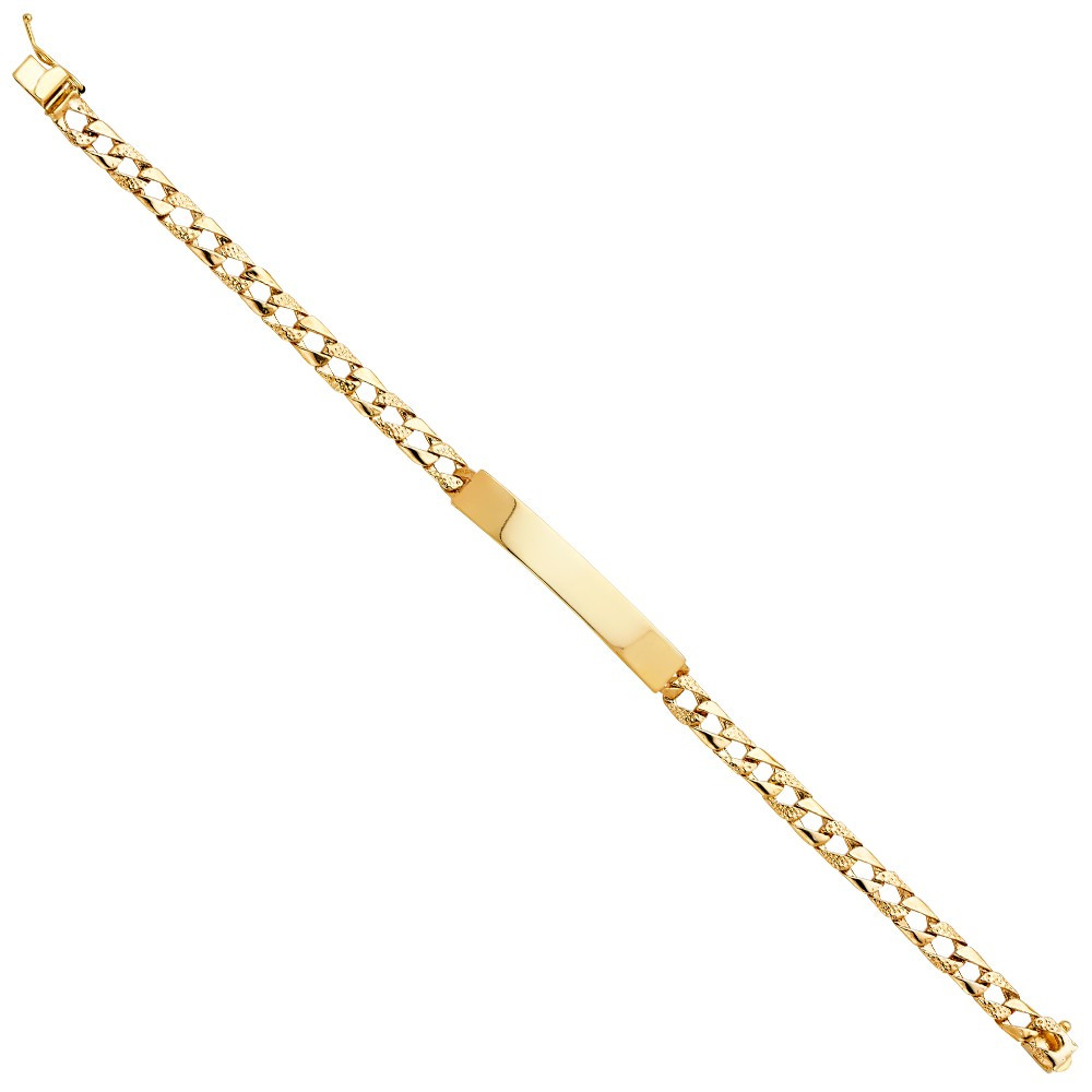 14k Gold 6mm Curb Id Link Bracelet 7 Inches